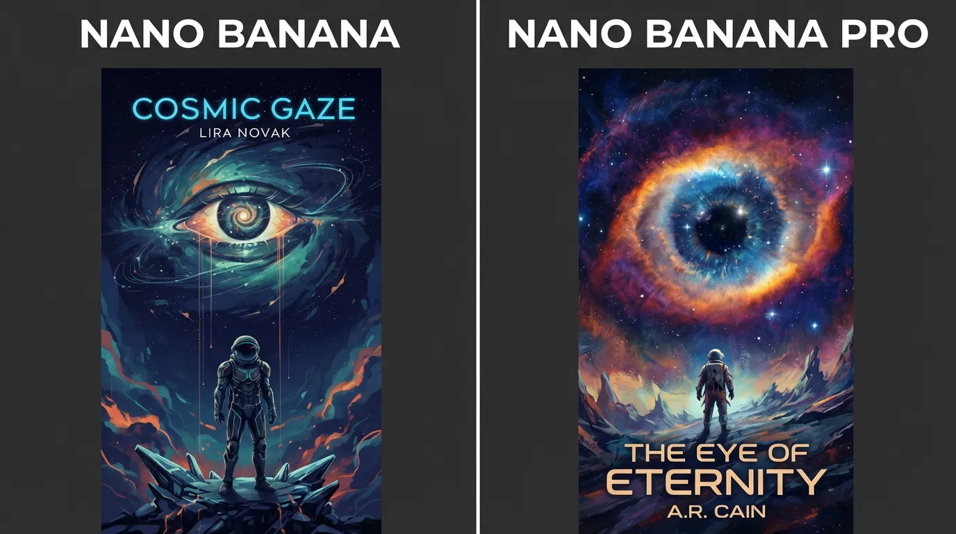 An abstract, dramatic illustration for a sci-fi novel cover showing a lone astronaut looking up at a nebula shaped like a human eye.