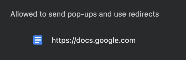 How to allow pop-ups in Google Sheets?