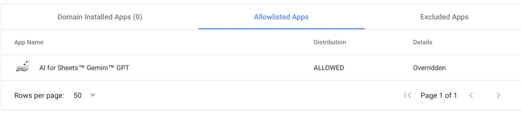 Google Admin Console Marketplace apps settings