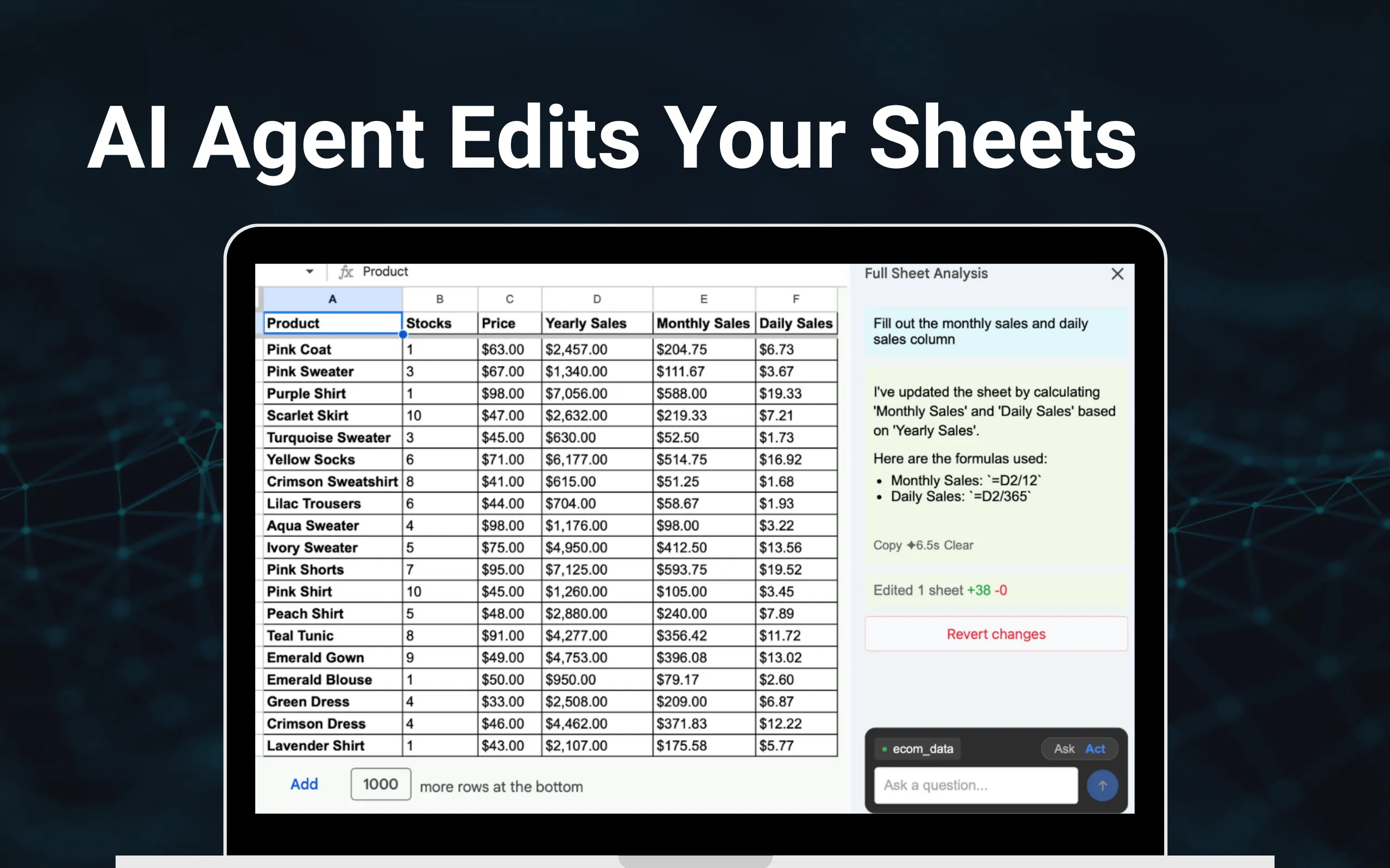 AI agent edits your Sheets