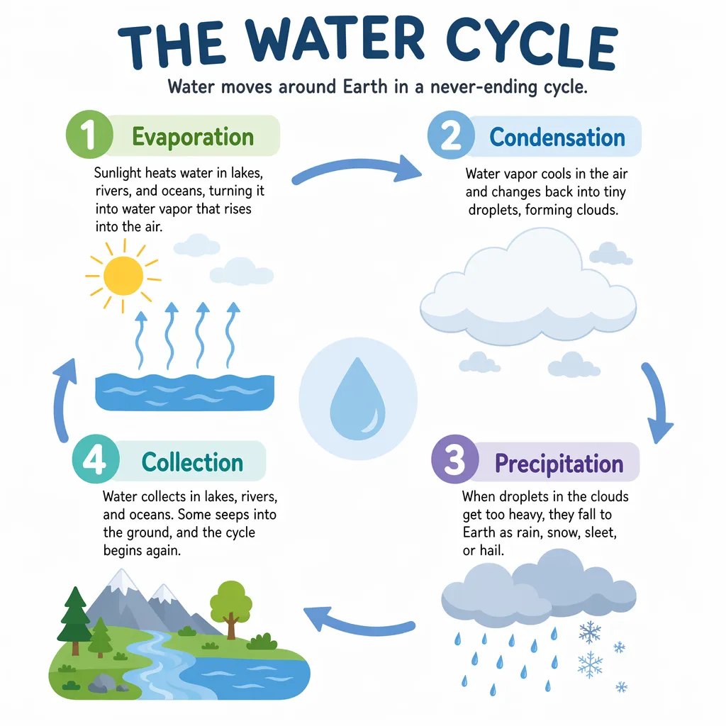 GPT Image 2 medium output for the water cycle infographic prompt