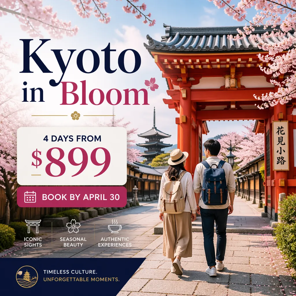 GPT Image 2 low output for the Kyoto in Bloom travel ad prompt