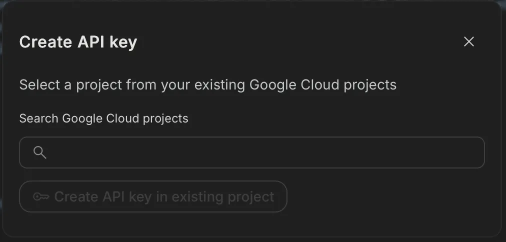 Select existing project or create a new project