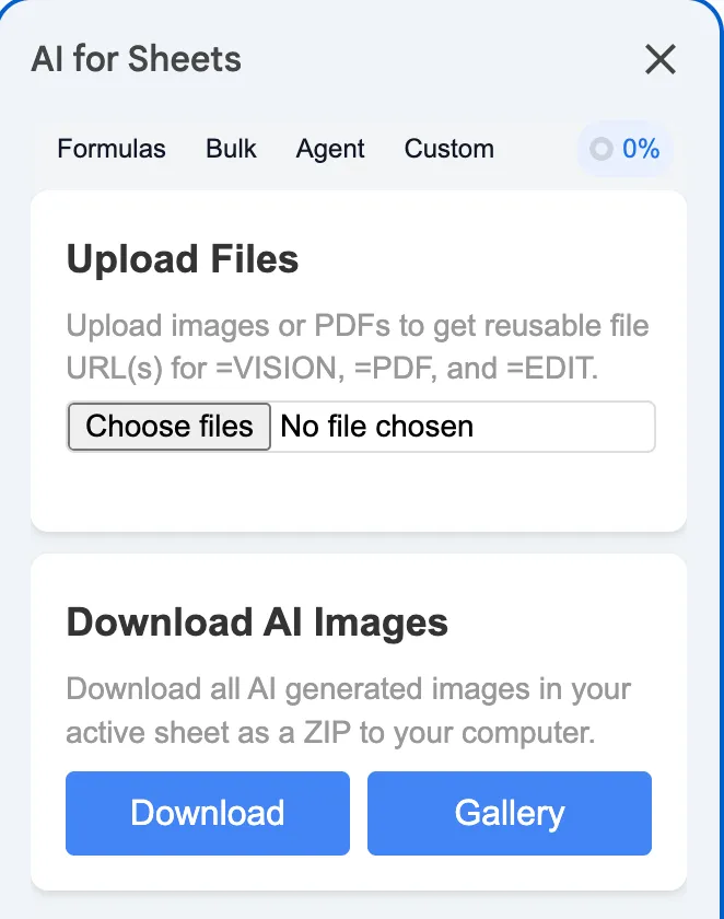 Choose images or PDFs to upload with Upload/Download Files