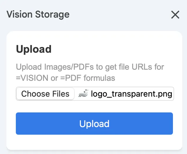 Choose images or PDFs to upload with Upload/Download Files